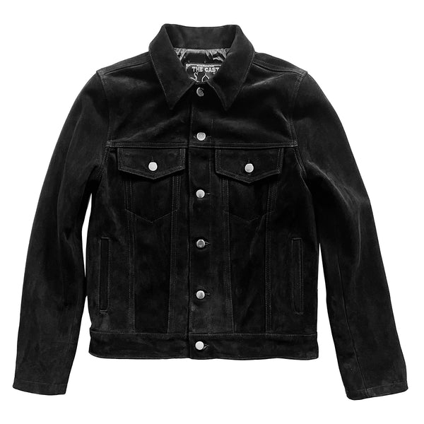 SIXTY EIGHT BLACK LEATHER SUEDE TRUCKER JACKET – THE CAST