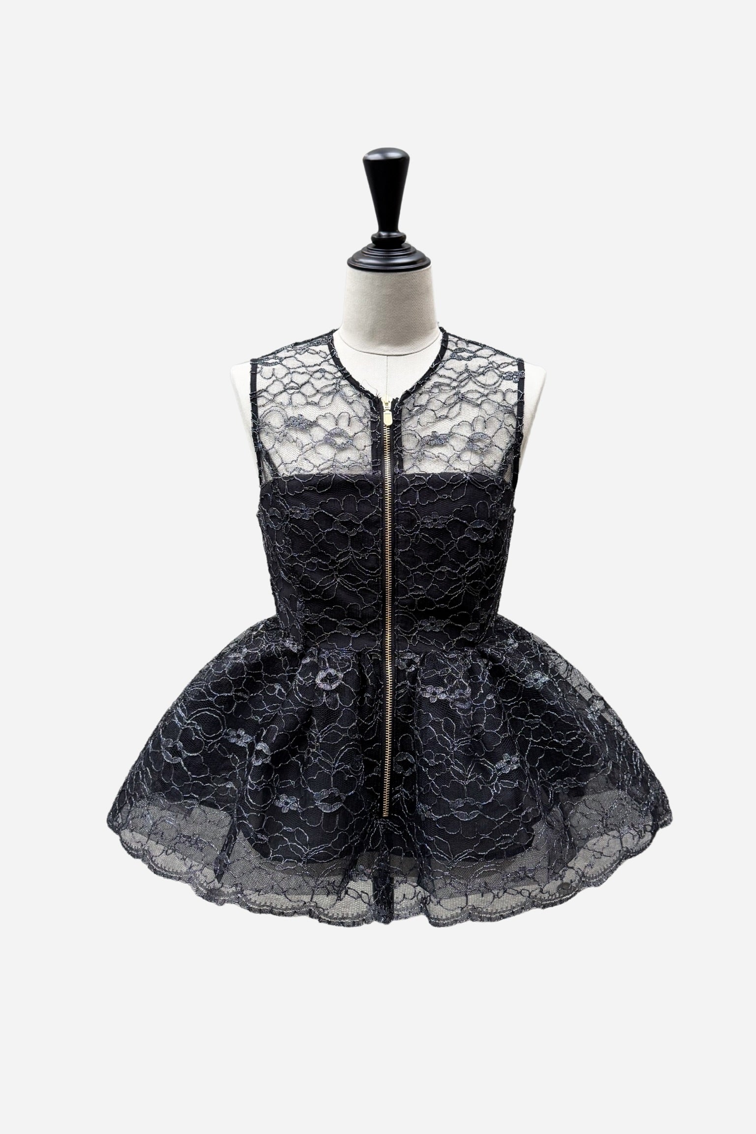 flower lace glitter peplum tops – shéller / シェリエ