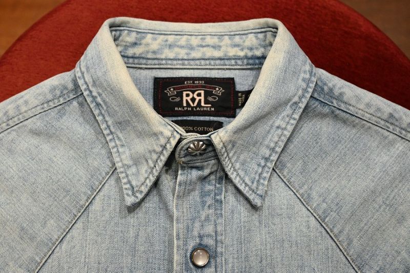 USED) RRL ラルフローレン デニム ウェスタンシャツ コンチョボタン