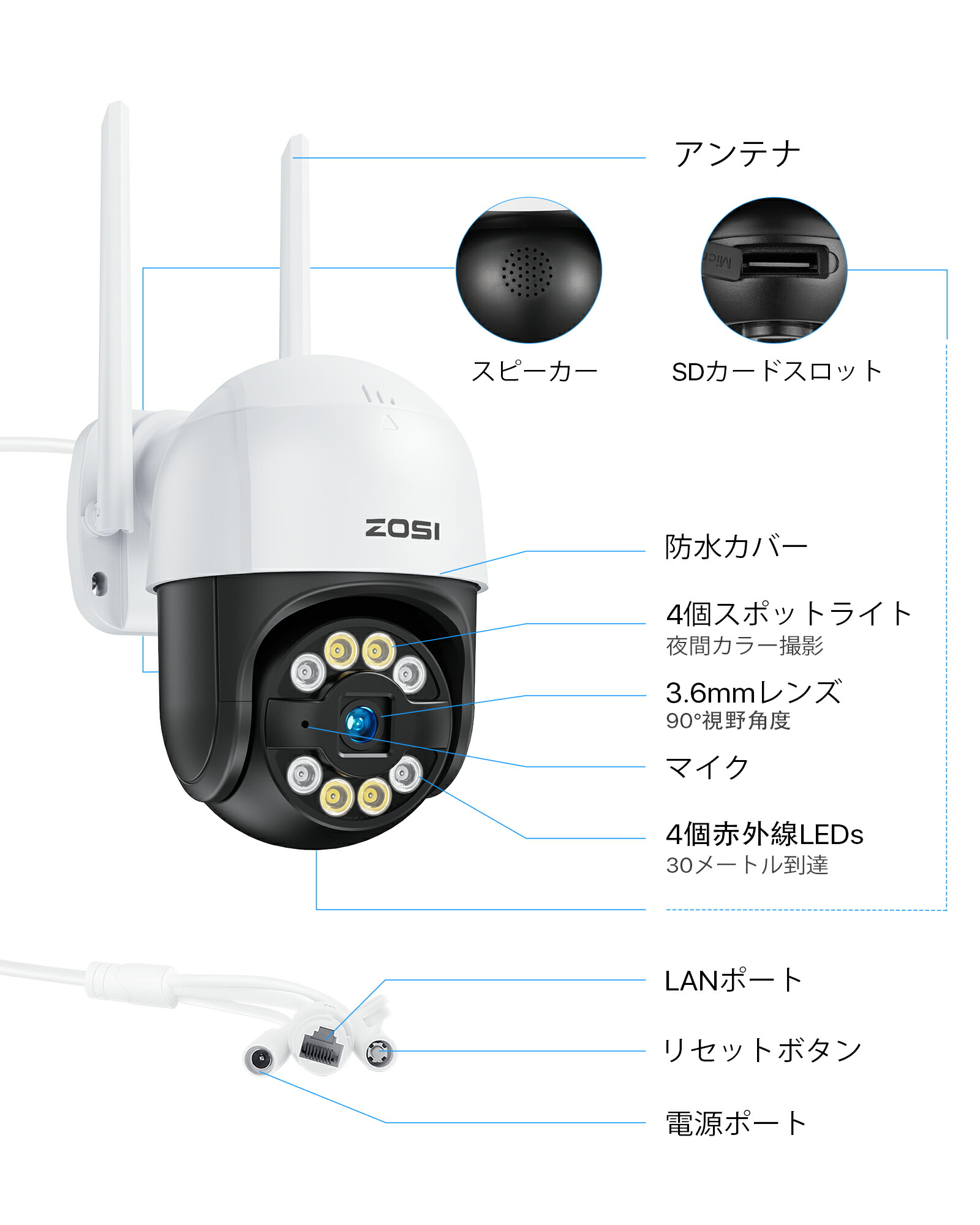 楽天市場】防犯カメラ 追尾 屋外 ワイヤレス 監視カメラ 200万画素 300