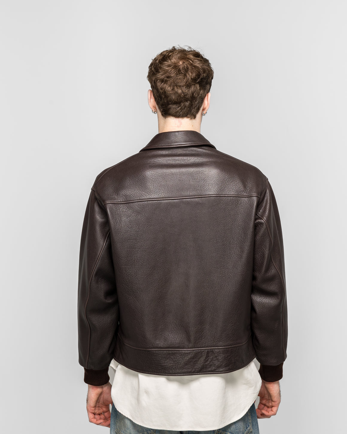 A.PRESSE - Leather A-1 Flight Jacket - Brown | UP THERE