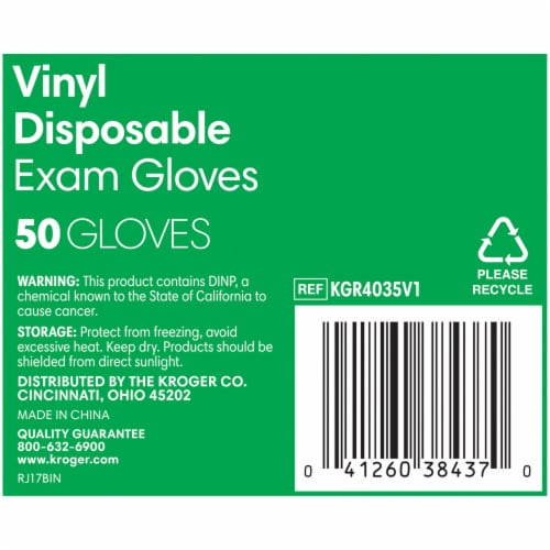 Kroger® Powder-Free Vinyl Disposable Exam Gloves, 50 ct - Fry's
