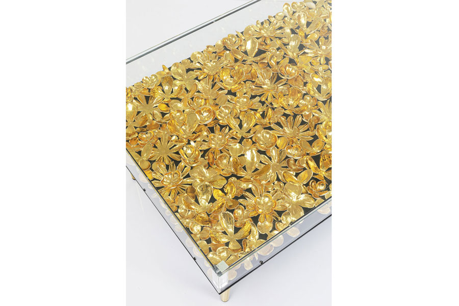 ゴールドフラワー 120x60cm ローテーブル/コーヒーテーブル - ロー
