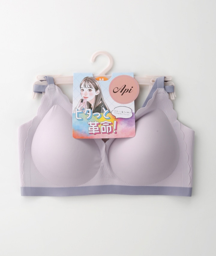 ピタっと革命）バイカラースカラップカットシームレスノンワイヤー