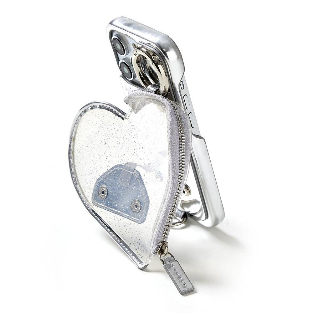 PVC heart planet case (カードケース無) | iPhone16Pro / silver - ajew