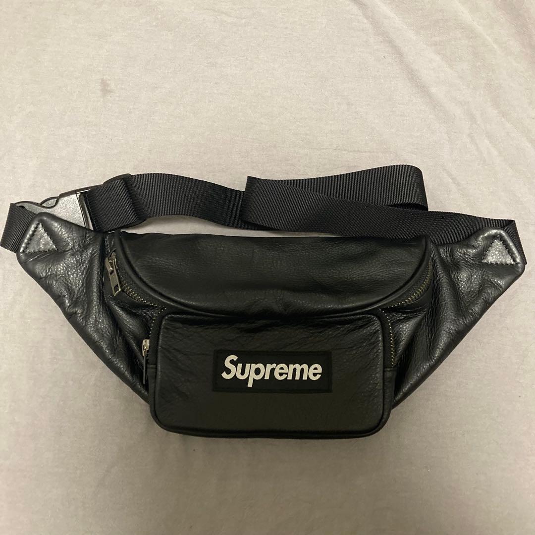 新品　Supreme 17SS レザー ウェストバック 17SS☆Supreme Waist Bag Shoulder Hip Bag ウエストバッグ 黒