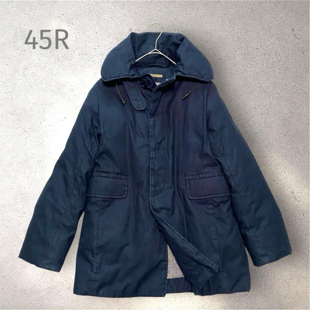希少✨45R インディゴ染　ダウンジャケット　モッズコート　ネイビー　紺 インディヴィ INDIVI 【名品／撥水／抗菌防臭】ロング リサイクル