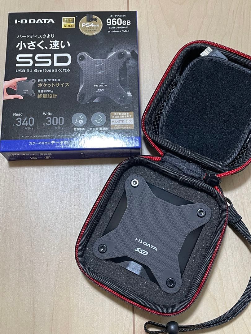 ◻️新品 I-O DATA ポータブルSSD 960GB 耐衝撃 ケース付き Amazon | I-O DATA ポータブルSSD 960GB 耐衝撃 軽量 PS4/PS4 Pro/Mac