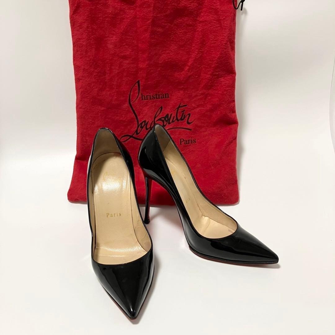 美品 Louboutin ルブタン ポインテッドトゥ パテントレザー ハイヒール