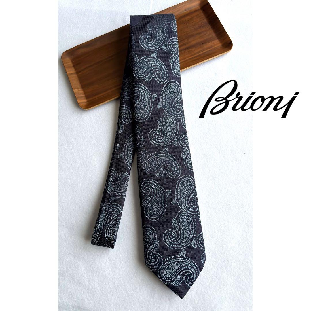 値下げ〔未使用〕ブリオーニ Brioni 最高峰 ネクタイ ネイビー ペイズリー 極美品 Brioni ブリオーニ ネクタイ ネイビーペイズリー【値引き交渉OK