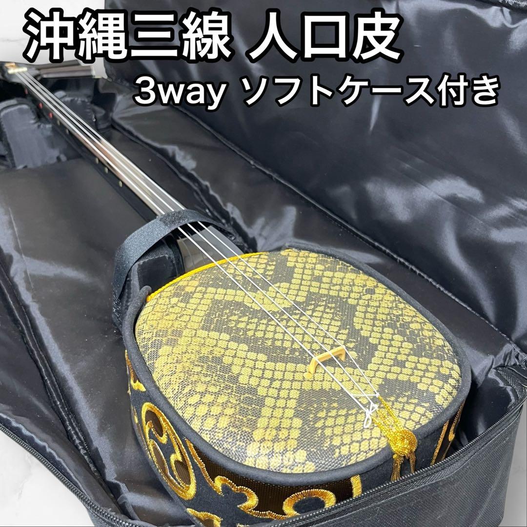 沖縄三線 ソフトケース 人口皮 入門 三線 沖縄 初心者 未使用弦付属 沖縄三線 ソフトケース 初心者 入門 弦楽器 和楽器 人工革 蛇 工四合