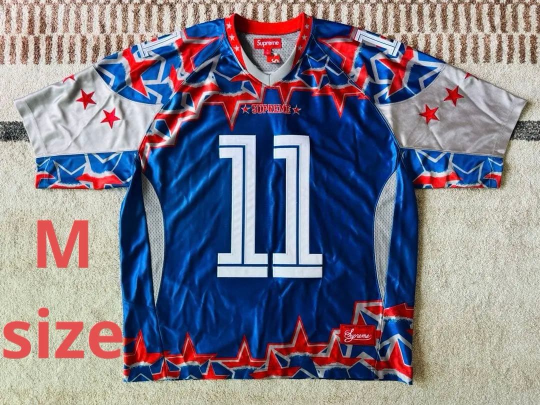 新品国内シュプリーム25SSスターフットボール半袖シャツ Mユニフォームデニム Supreme(シュプリーム) 25SS Stars Football Jerseyロゴ スター