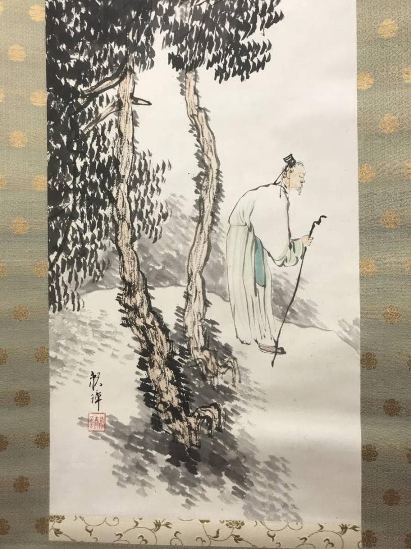 真作】田中頼璋/樹下高士図/人物図/山水図/掛軸/名家伝来/AC-