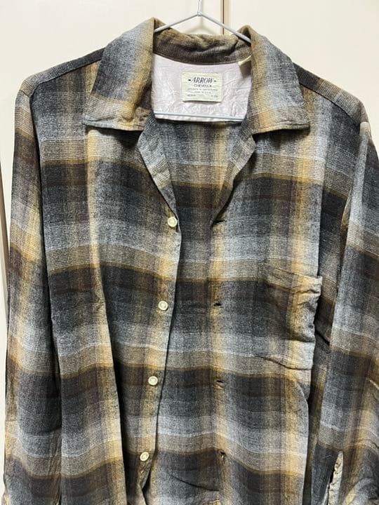 60s ARROW オンブレチェック レーヨンシャツ ボロ襤褸