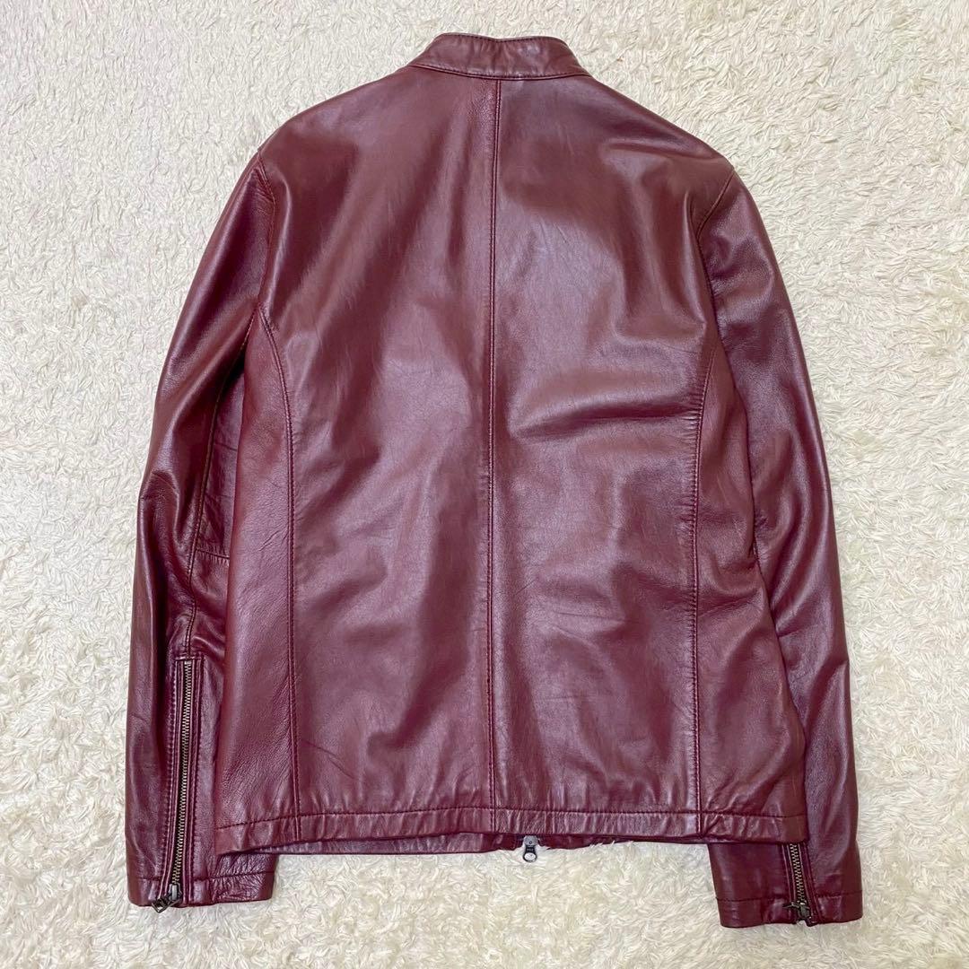 美品✨ メンズビギ ラムレザー シングルライダースジャケット ボルドー