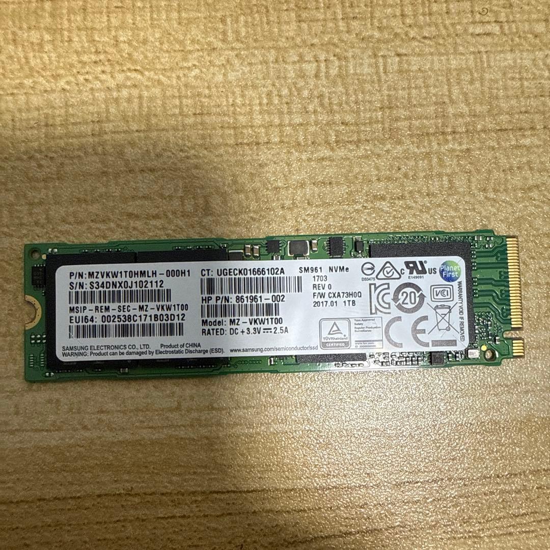 内蔵型SSD Samsung MZ-VKW1T0HMHL-000H1 1TB SSD Samsung MZVKW1T0HMLH-000H1 - 1TB M.2 2280 NGFF PCIe NVMe Gen3x4