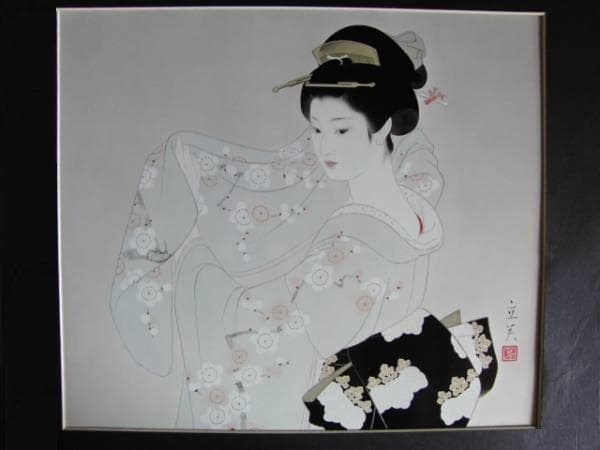志村立美、【たもと】、希少な大判額装用画集より、美品、新品額装付 志村立美「こたつ」木版画 絵画買取・販売の小竹美術
