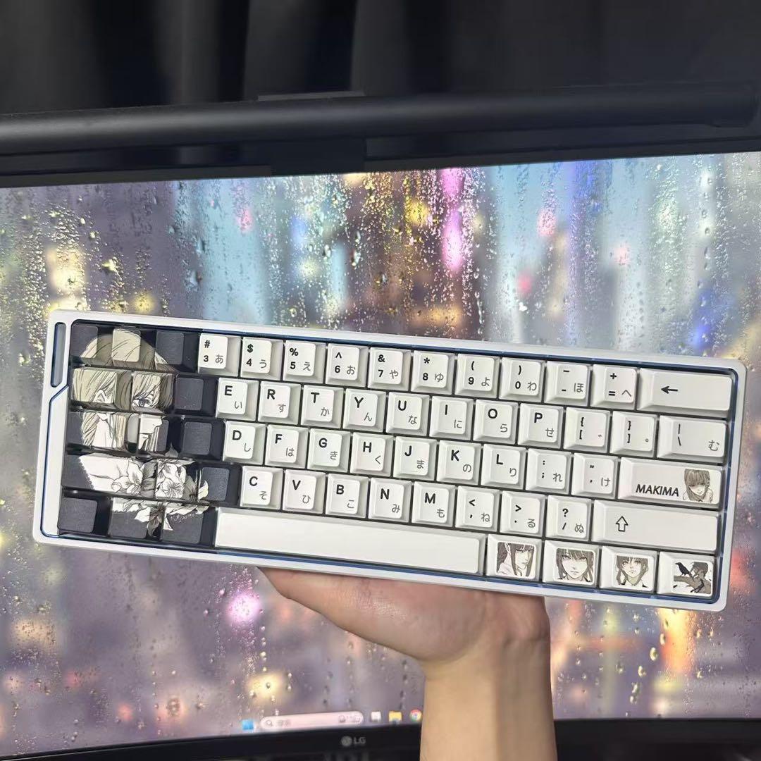 Wooting60 キーボード（JIS配列）｜マキマ花柄キーキャップ Amazon.co.jp: チェンソーマン 周辺 マキマ アニメキーキャップ 108