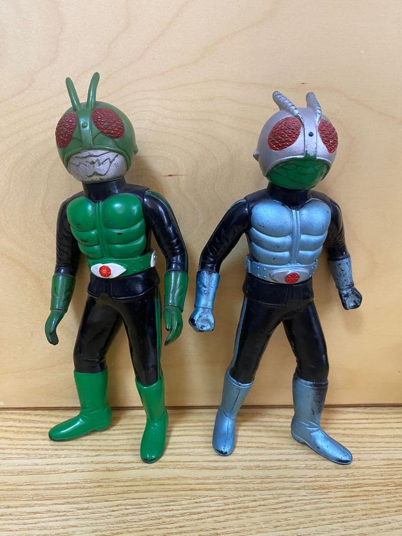当時物　旧バンダイ社製　仮面ライダー１号＆２号　希少ソフビフィギュア２体セット Yahoo!オークション -「仮面ライダー1号2号」(ビンテージ) の落札相場