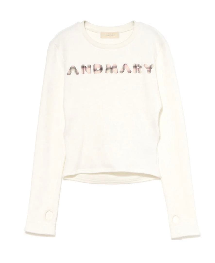 トップス andmary Mary logo pattern tops white ANDMARY】Mary logo pattern tops