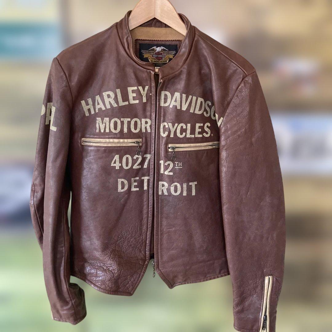 HARLEY-DAVIDSON ブラウンライダースジャケット M - メルカリ