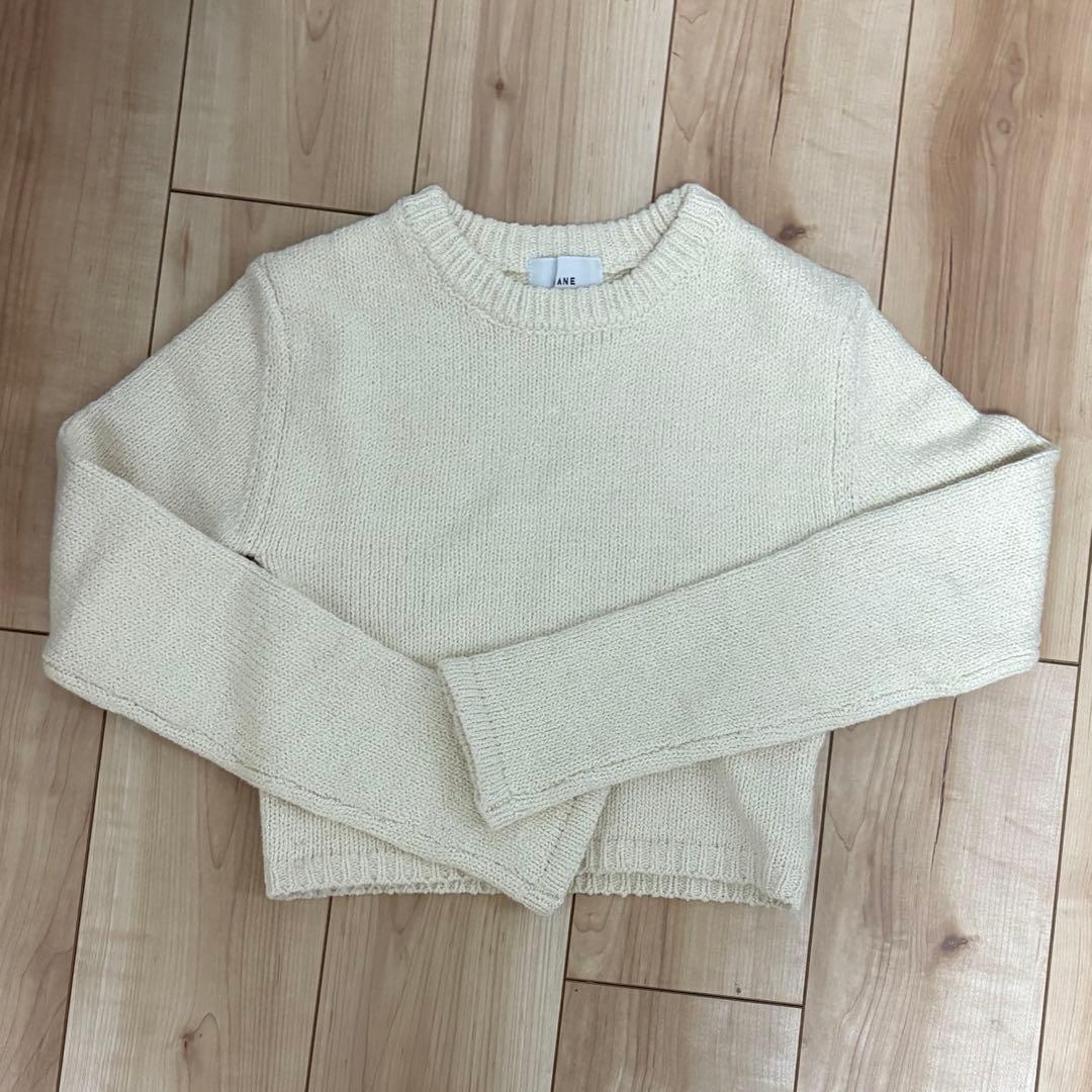 CLANE COTTON SHORT KNIT TOPS アイボリー クラネ CLANE COTTON SHORT KNIT TOPS （IVORY） -ファッション通販