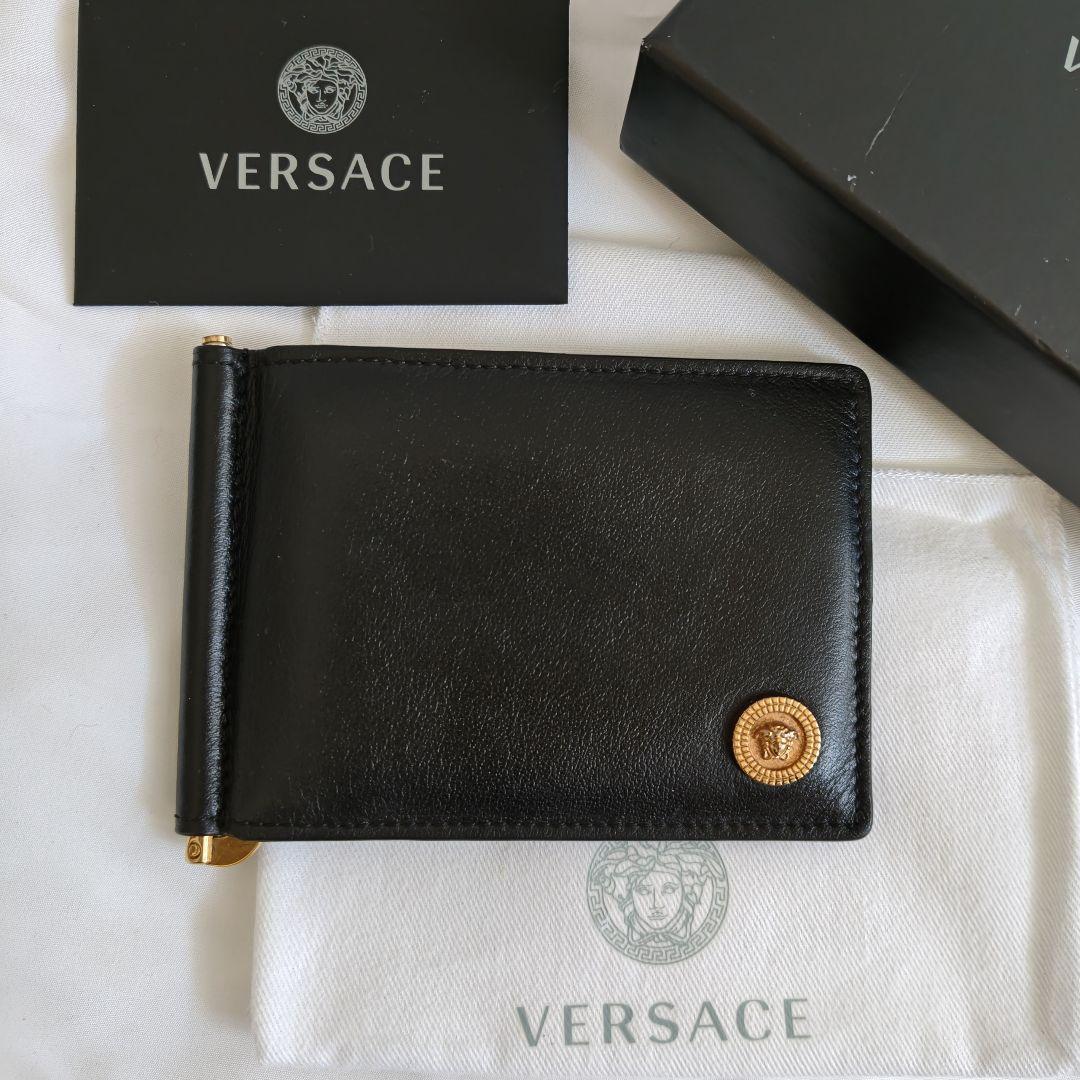 versace 二つ折り財布 マネークリップ ブラック メデューサ ロゴ