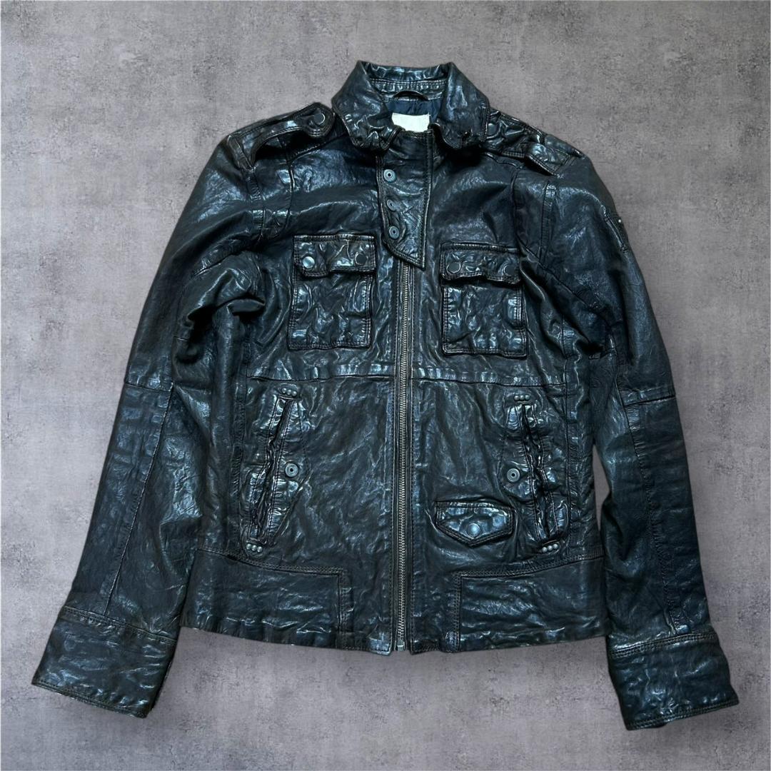 DIESEL ディーゼル レザー シングルライダース 羊革 シワ加工 S DIESEL ディーゼル レザー シングルライダース 羊革 シワ加工 S - メルカリ