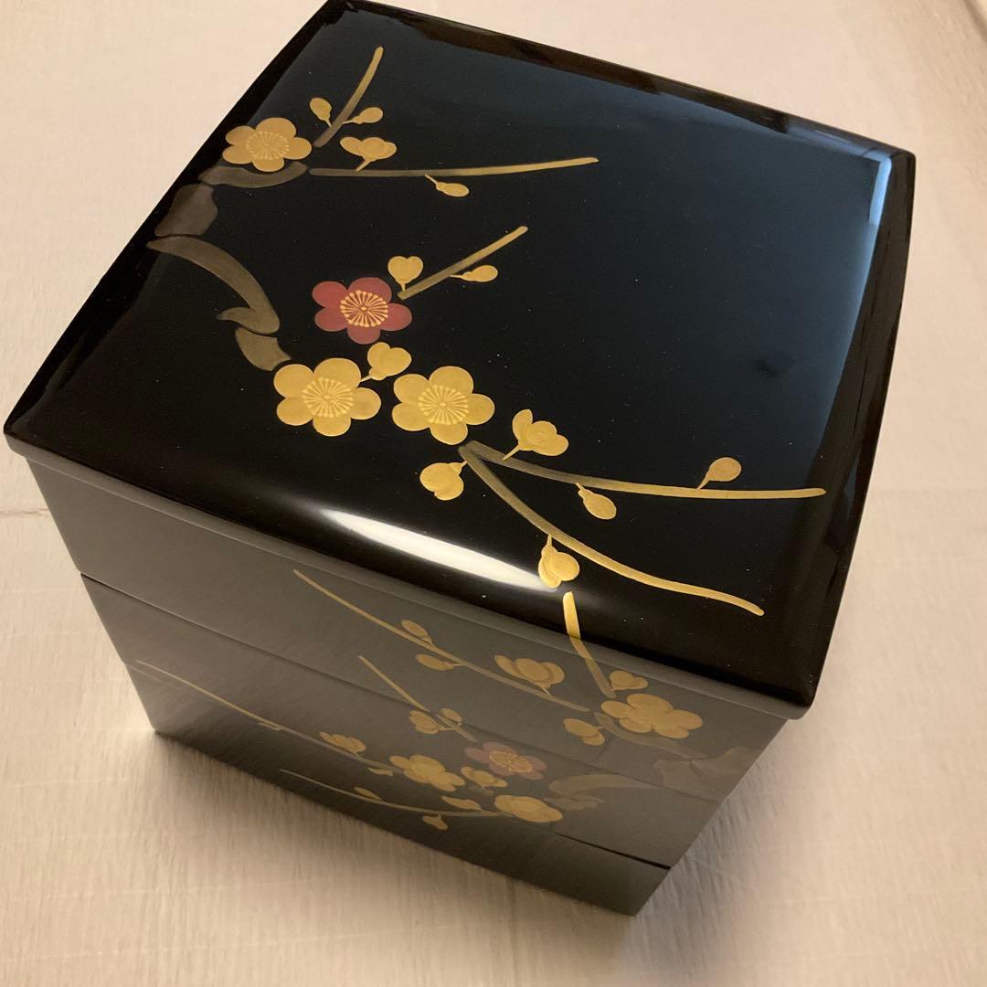 重箱　胴張三段重　金蒔絵　梅　18cm四方 重箱 胴張三段重 金蒔絵 梅 18cm四方 重箱 胴張三段重 金蒔絵 梅 18cm四方