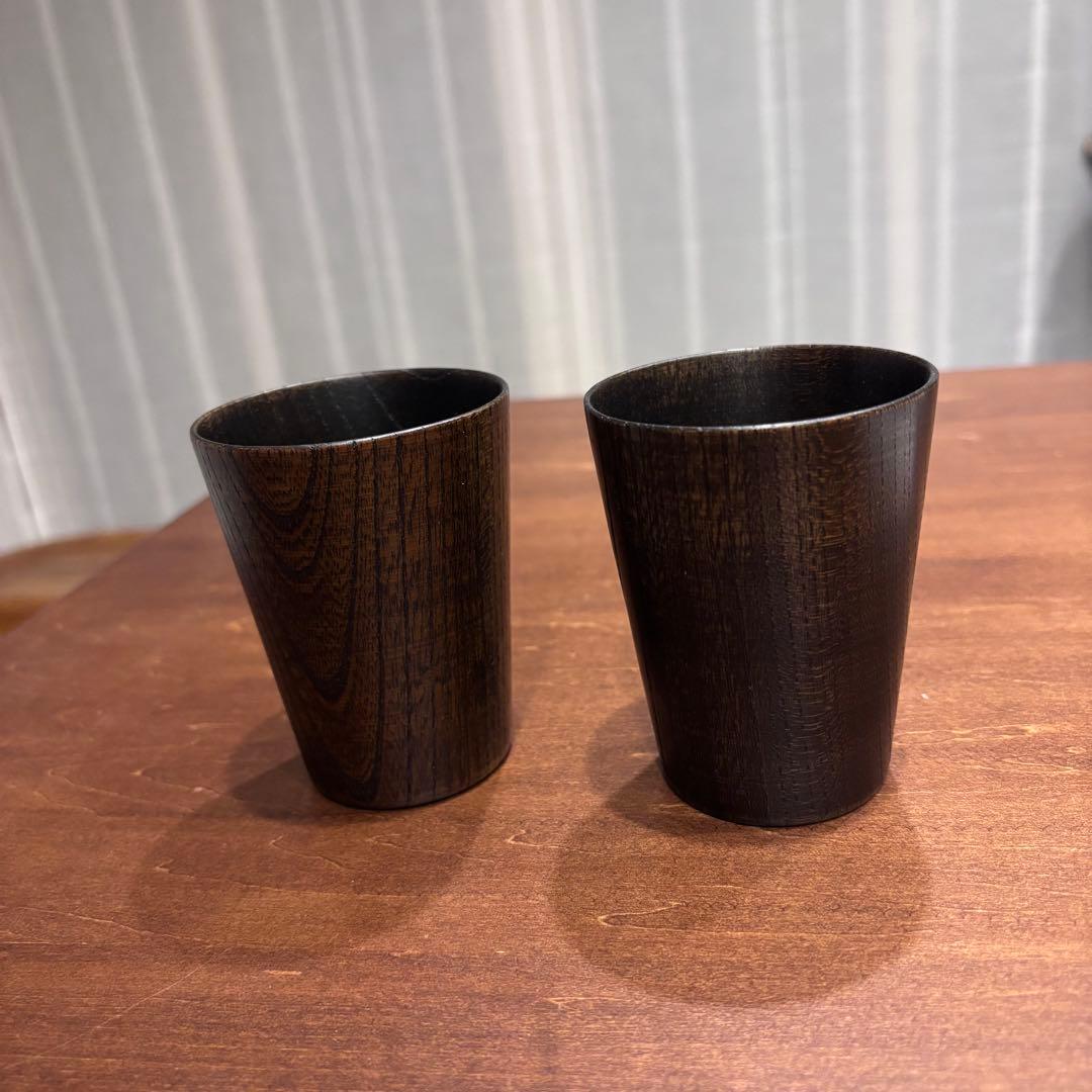 拭漆カップ2つセット 北市漆器 KZ2685 KINGINペアフリーカップ お取り寄せ商品 コップ