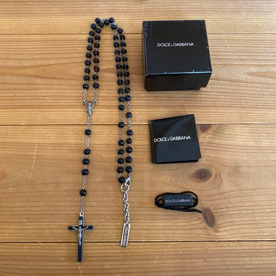 Dolce & Gabbana 黒ビーズ十字架ネックレス Dolce&Gabbana ドルガバ ロザリオ 十字架 ネックレス （ その他