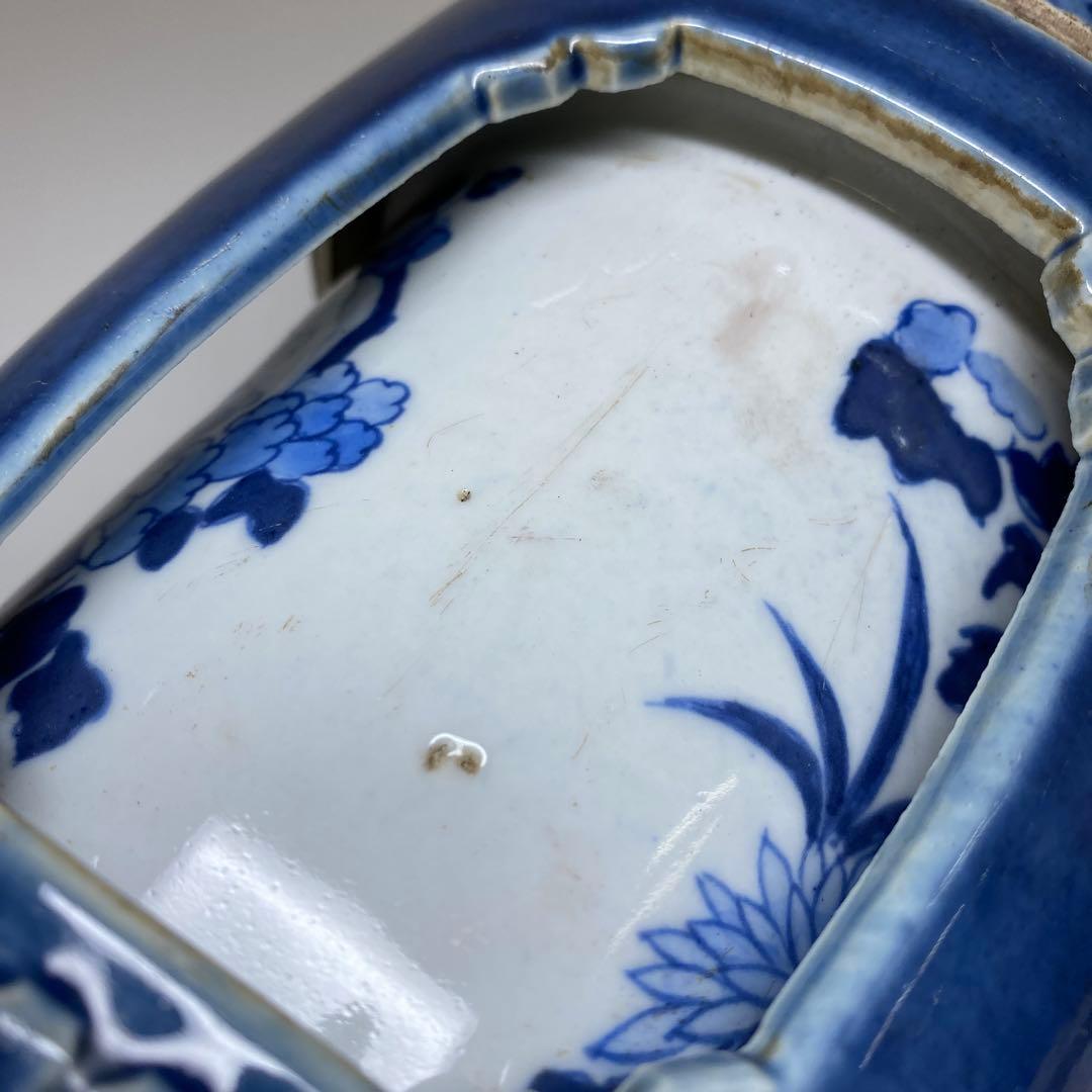 中国清時代 大清乾隆年製 瑠璃青花筆筒 木箱付 東Y7-0331☆2Fトニオ