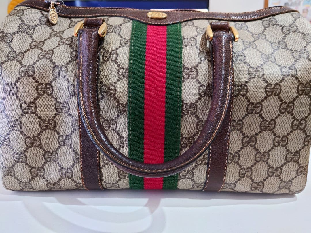GUCCI ボストンバッグ ベージュ/ブラウン/グリーン/レッド