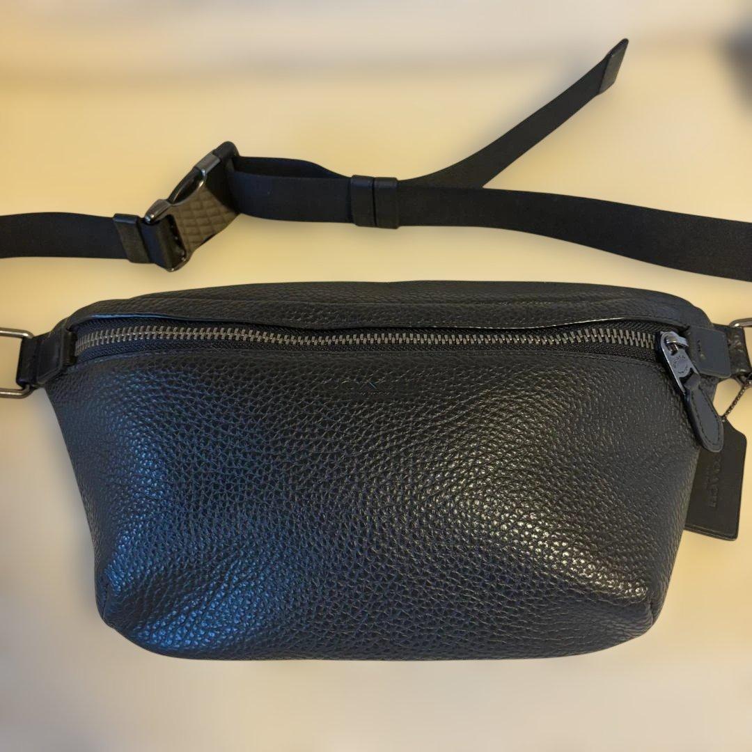 【極美品】COACH コーチ レザー ウエストバッグ ボディバッグ 黒 メンズ COACH（コーチ） 並行輸入 ウエストバッグ ボディバッグ スムース