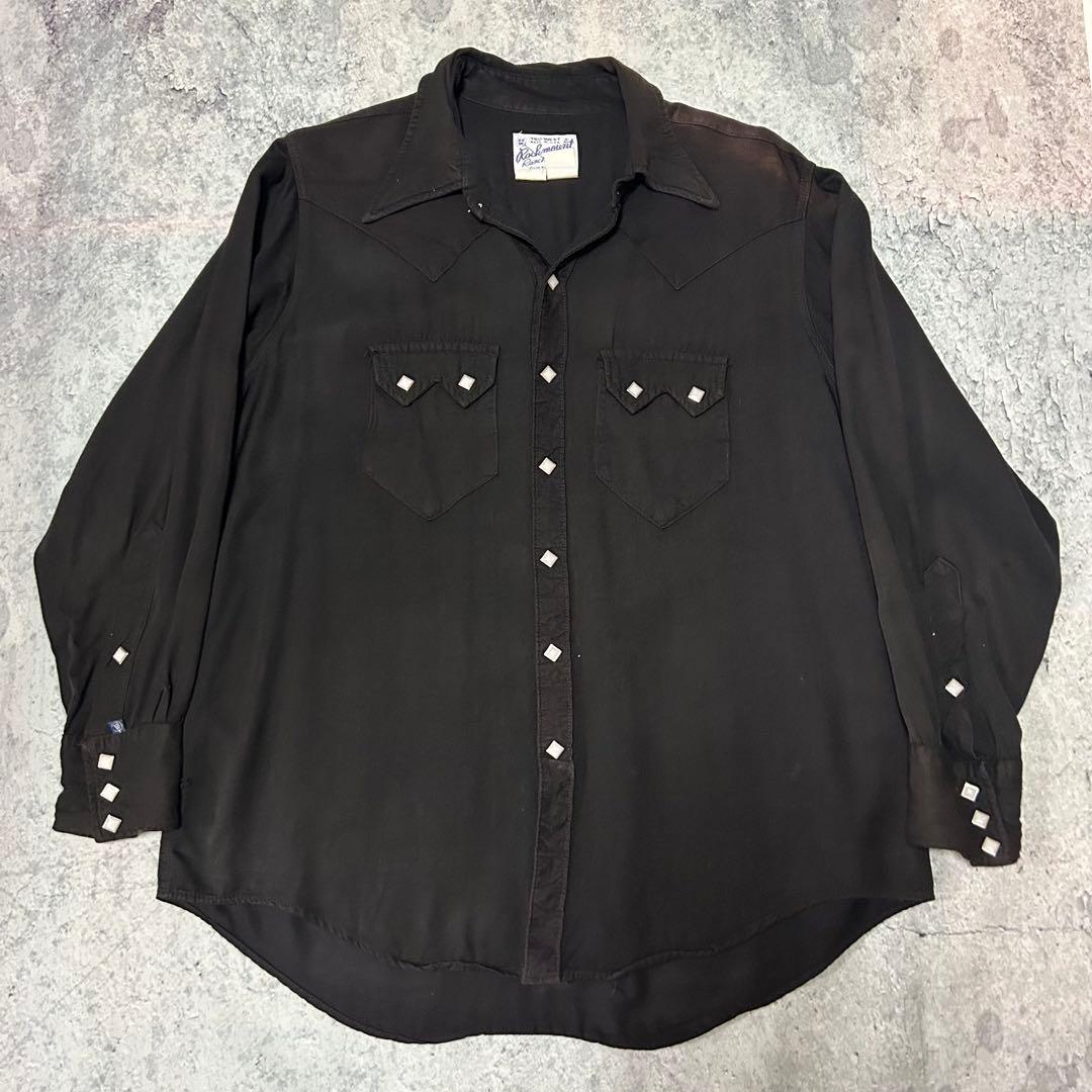 80s USA製 Rockmount “レーヨン ギャバジン“ シャツ　黒　開襟 80s USA製 Rockmount “レーヨン ギャバジン“ シャツ 黒 開襟 - メルカリ