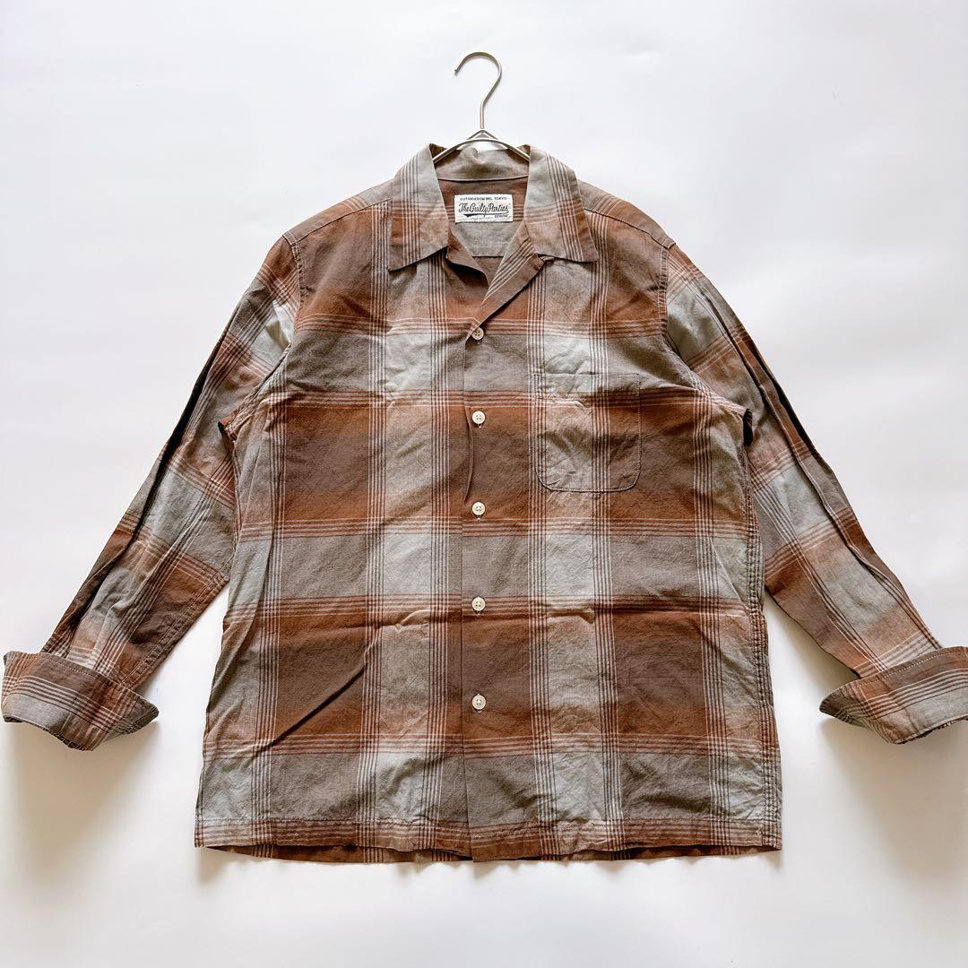 ワコマリア オンブレチェック オープンカラーシャツ M ブラウン 長袖 WACKO MARIA/OMBRE CHECK OPEN COLLAR SHIRT（BROWN）［オンブレ